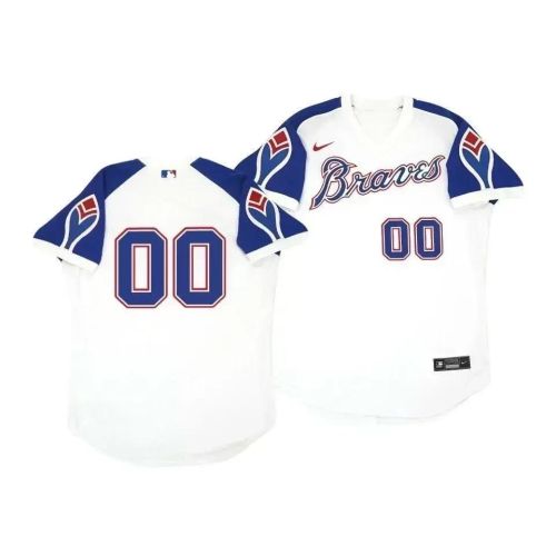 Atlanta Braves Custom 00 Cooperstown White Throwback Home Jersey