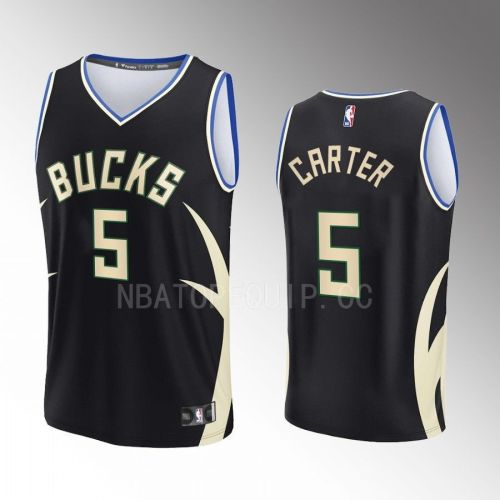 Milwaukee Bucks 5 Jevon Carter Statement Edition Men Jersey 2022-23 Fast Break Black