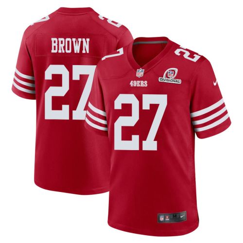 Ji'Ayir Brown 27 San Francisco 49ers 2024 Divisional Patch Game Men Jersey - Scarlet