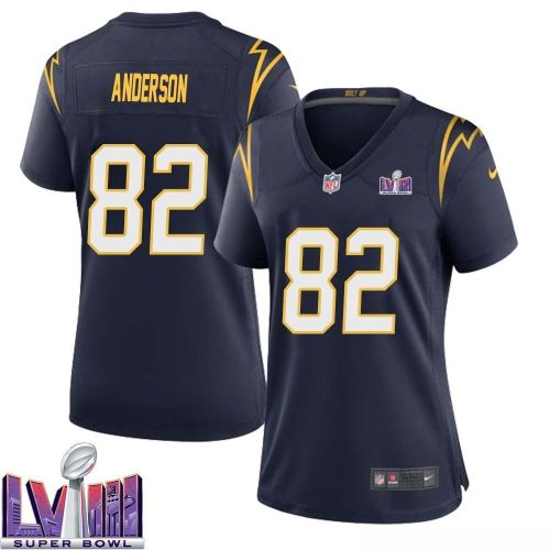 Stephen Anderson 82 Los Angeles Chargers Super Bowl LVIII Women Alternate Game Jersey - Navy