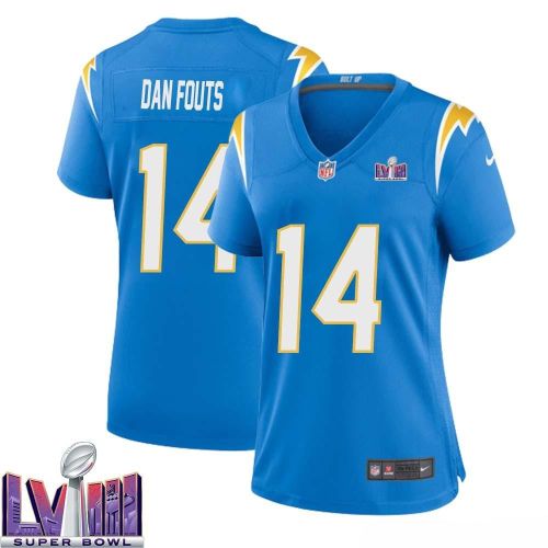 Dan Fouts 14 Los Angeles Chargers Super Bowl LVIII Women Home Game Jersey - Powder Blue