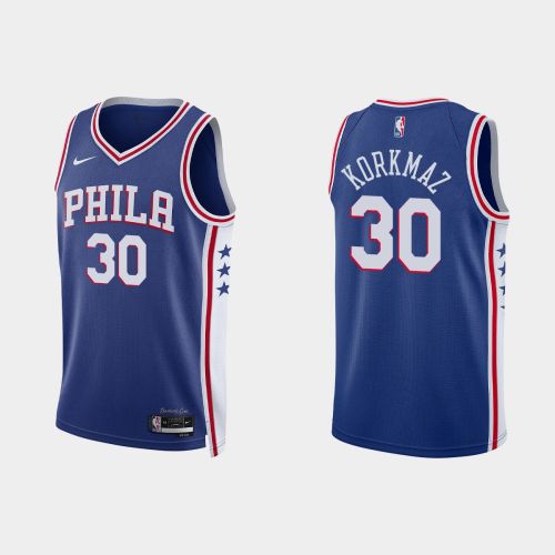 Philadelphia 76ers 30 Furkan Korkmaz 2022-23 Icon Edition Royal Men Jersey