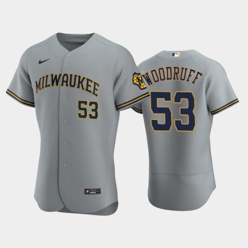 Milwaukee Brewers 53 Brandon Woodruff Road Team Gray Jersey Jersey