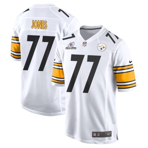 Broderick Jones 77 Pittsburgh Steelers 2023 Playoffs Patch Game Men Jersey - White