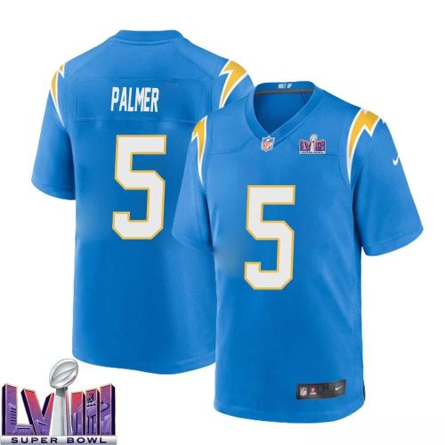 Joshua Palmer 5 Los Angeles Chargers Super Bowl LVIII Men Home Game Jersey - Powder Blue