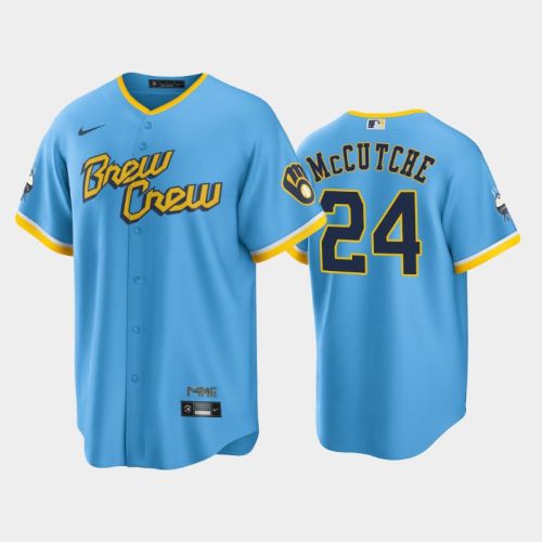 Men's Milwaukee Brewers 24 Andrew McCutchen 2022-23 City Connect Powder Blue Jersey