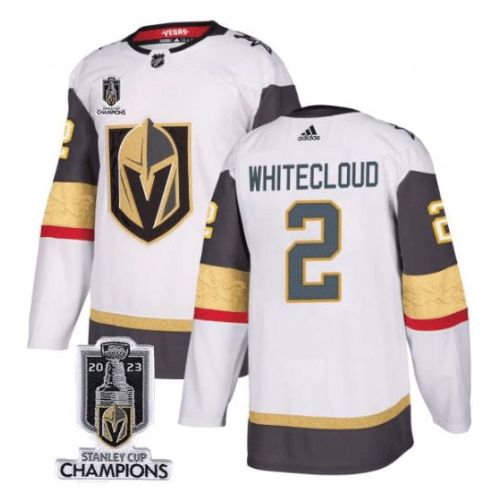 Zach Whitecloud 2 Vegas Golden Knights 2023 Stanley Cup Champions Patch Breakaway Jersey - White