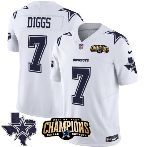 Trevon Diggs 7 Dallas Cowboys 2023 NFC East Champions Patch Game Men Jersey - White