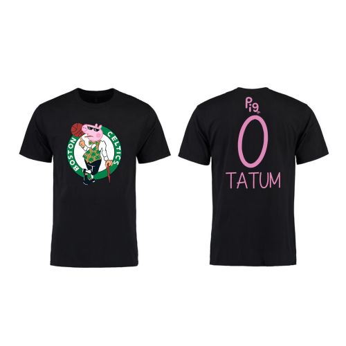 Jayson Tatum 0 Boston Celtics Pig Print T-Shirt - Black