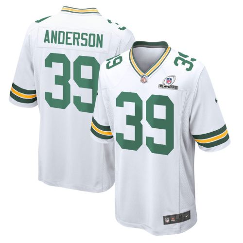 Zayne Anderson 39 Green Bay Packers 2023 Playoffs Patch Game Men Jersey - White