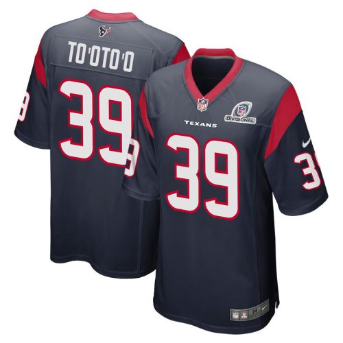 Henry To'oTo'o 39 Houston Texans 2024 Divisional Patch Game Men Jersey - Navy