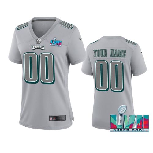 Philadelphia Eagles Custom 00 Super Bowl LVII Game Jersey - Women Gray