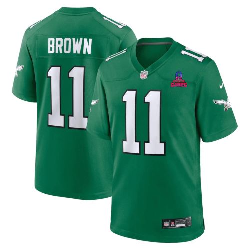 A.J. Brown 11 Philadelphia Eagles 2024 Pro Bowl Patch Alternate Game Men Jersey - Kelly Green