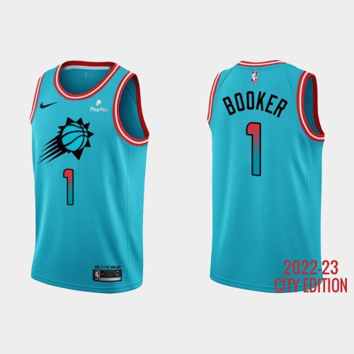 Phoenix Suns 1 Devin Booker 2022-23 City Edition Blue Men Jersey