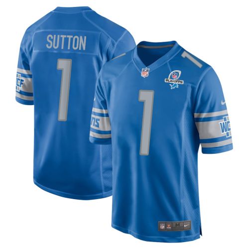 Cameron Sutton 1 Detroit Lions 2023 Playoffs Patch Game Men Jersey - Blue