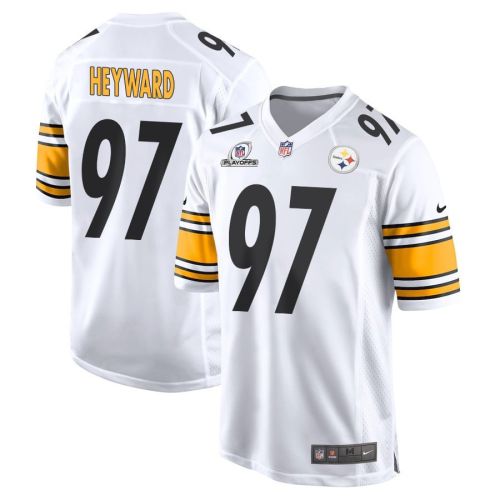 Cameron Heyward 97 Pittsburgh Steelers 2023 Playoffs Patch Game Men Jersey - White