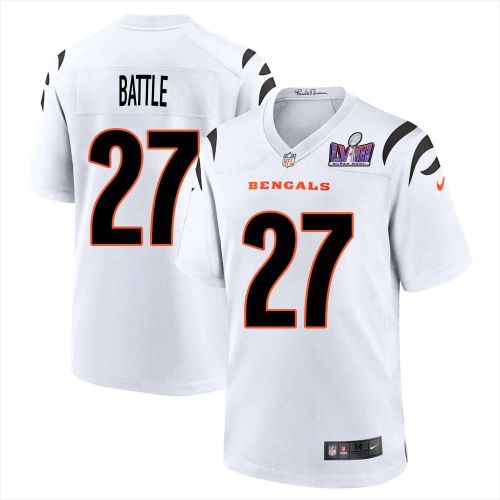 Jordan Battle 27 Cincinnati Bengals Super Bowl LVIII Men Away Limited Jersey - White