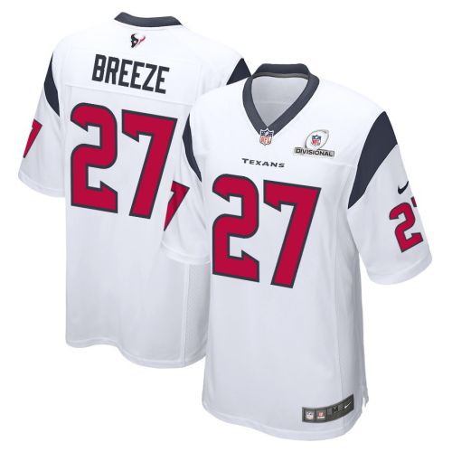 Brady Breeze 27 Houston Texans 2024 Divisional Patch Game Men Jersey - White