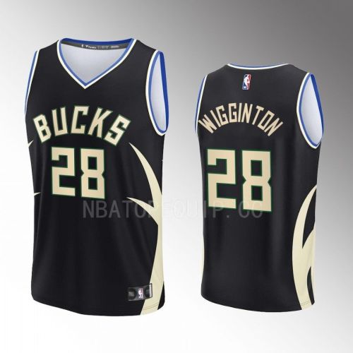 Milwaukee Bucks 28 Lindell Wigginton Statement Edition Men Jersey 2022-23 Fast Break Black