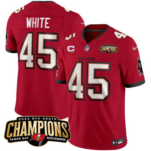 Devin White 45 Tampa Bay Buccaneers 2023 NFC South Champions Patch Game Men Jersey - Red