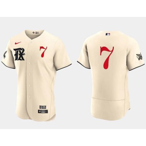 Ivan Rodriguez 7 Texas Rangers 2023 City Connect Flex Base Elite Jersey - Cream