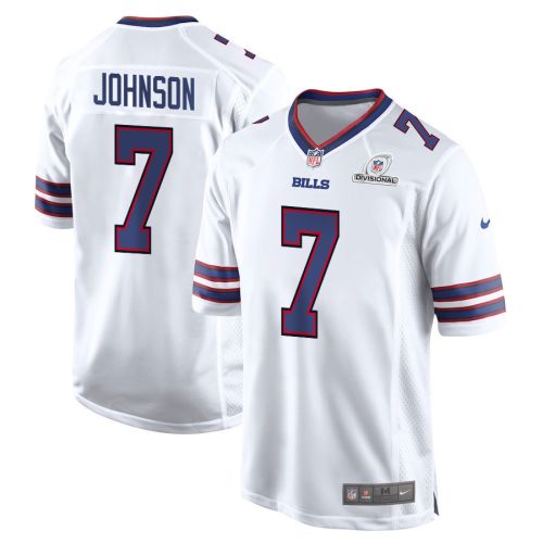 Taron Johnson 7 Buffalo Bills 2024 Divisional Patch Game Men Jersey - White