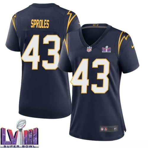 Darren Sproles 43 Los Angeles Chargers Super Bowl LVIII Women Alternate Game Jersey - Navy