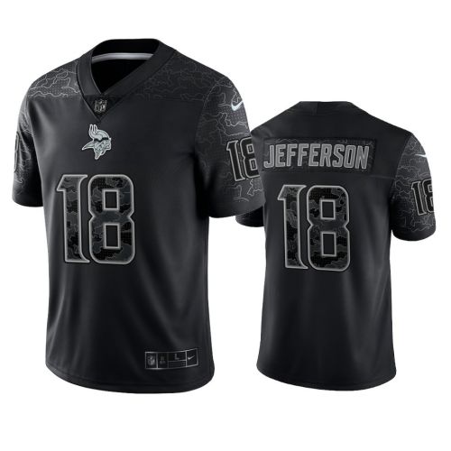 Justin Jefferson 18 Minnesota Vikings Black Reflective Limited Jersey - Men