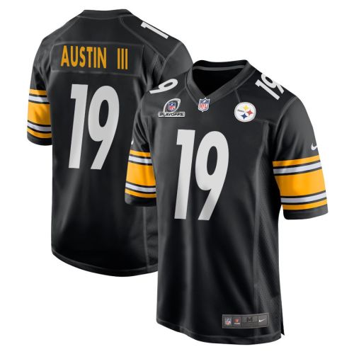 Calvin Austin III 19 Pittsburgh Steelers 2023 Playoffs Patch Game Men Jersey - Black