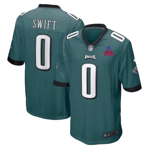 D'Andre Swift 0 Philadelphia Eagles 2024 Pro Bowl Patch Game Men Jersey - Midnight Green