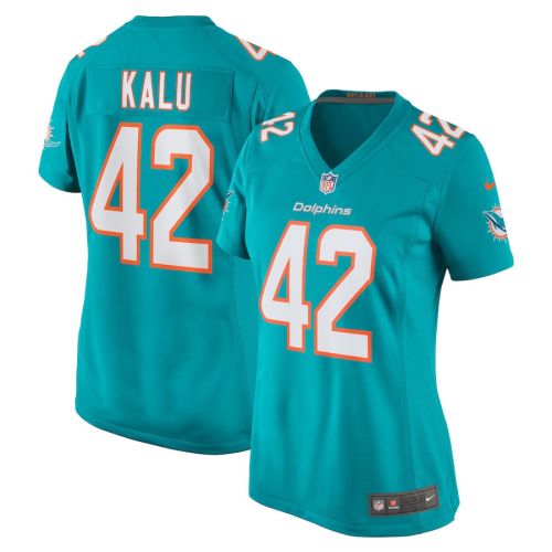 Joshua Kalu 42 Miami Dolphins Women Team Game Jersey - Aqua