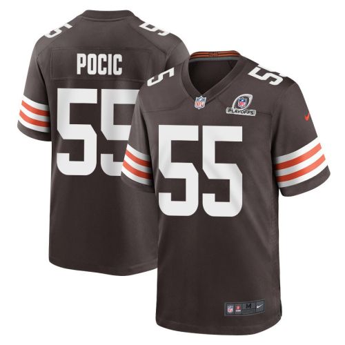 Ethan Pocic 55 Cleveland Browns 2023 Playoffs Patch Game Men Jersey - Brown