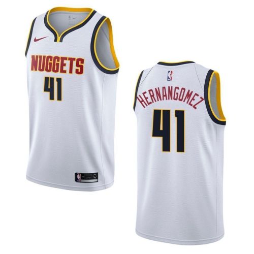 Men's Denver Nuggets 41 Juan Hernangomez Association Swingman Jersey - Wihte