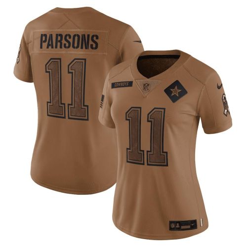 Micah Parsons 11 Dallas Cowboys 2023 Salute To Service Limited Women Jersey - Brown