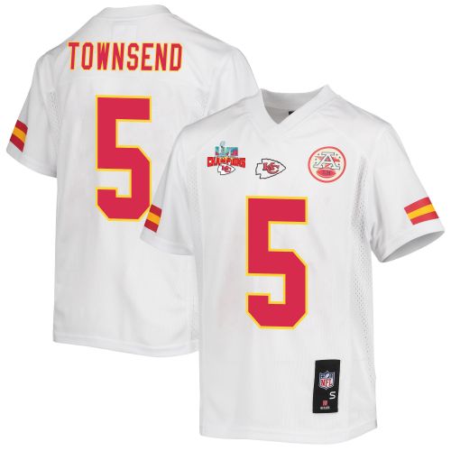 Tommy Townsend 5 Kansas City Chiefs Super Bowl LVII Champions 3 Stars Youth Game Jersey - White