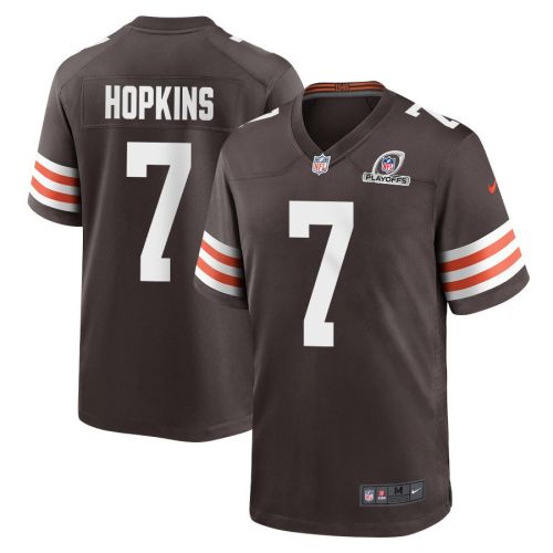 Dustin Hopkins 7 Cleveland Browns 2023 Playoffs Patch Game Men Jersey - Brown