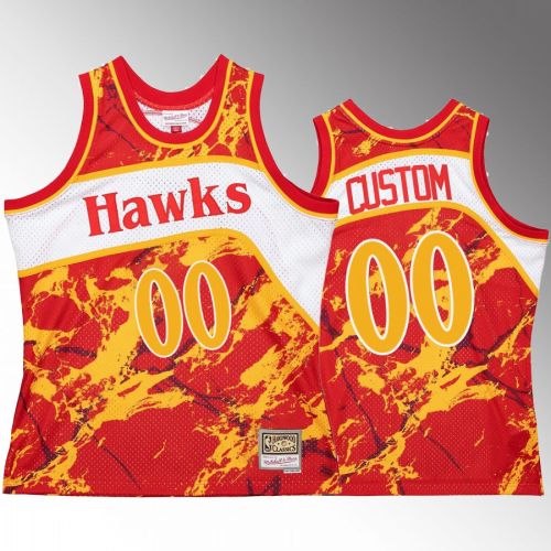 Custom 00 Atlanta Hawks Marble Swingman Red Hardwood Classics Jersey