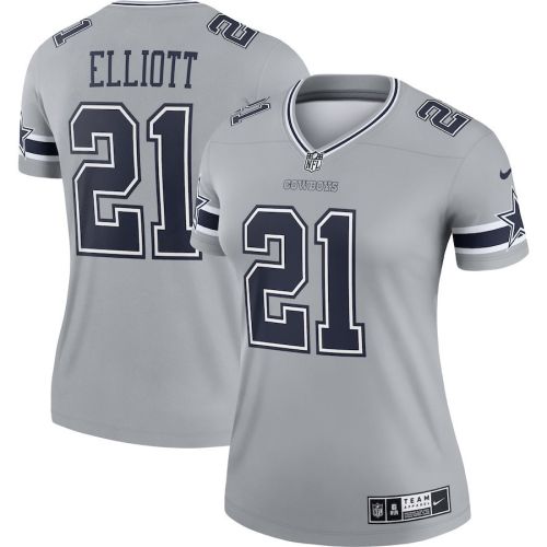 Ezekiel Elliott 21 Dallas Cowboys Women Inverted Legend Jersey - Gray