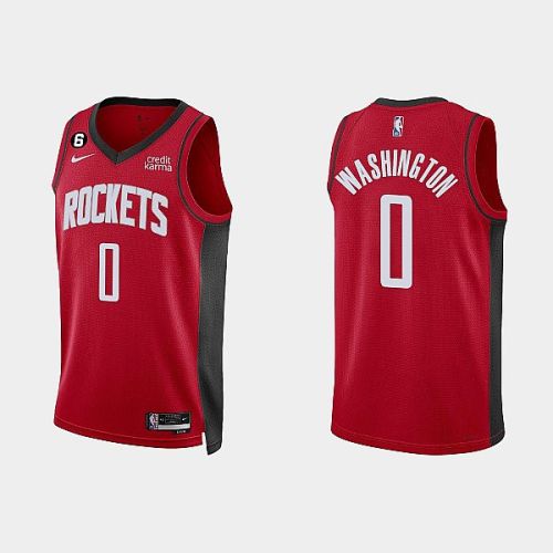 Houston Rockets 0 TyTy Washington 2022-23 Icon Edition Red Men Jersey