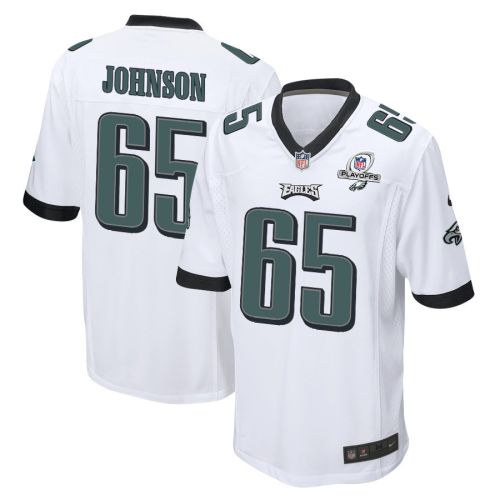 Lane Johnson 65 Philadelphia Eagles 2023 Playoffs Patch Game Men Jersey - White