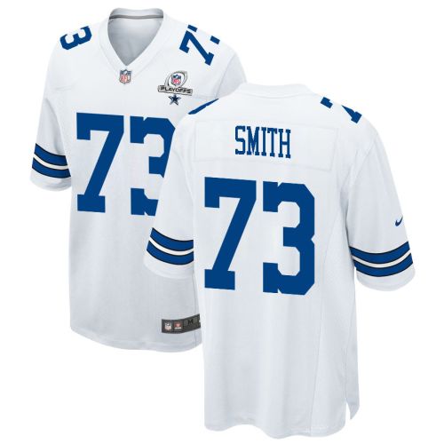 Tyler Smith 73 Dallas Cowboys 2023 Playoffs Patch Game Men Jersey - White