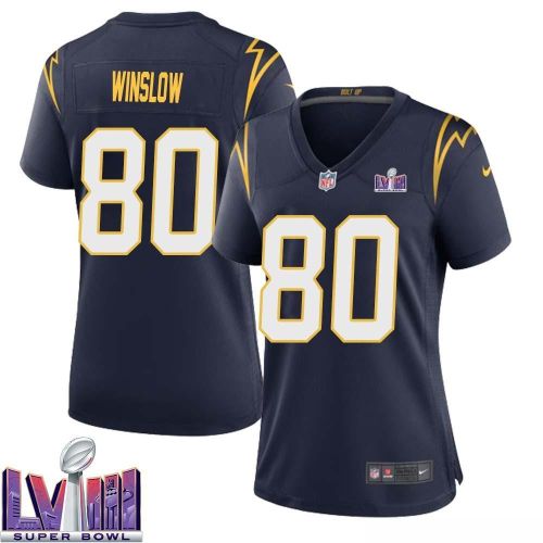 Kellen Winslow 80 Los Angeles Chargers Super Bowl LVIII Women Alternate Game Jersey - Navy