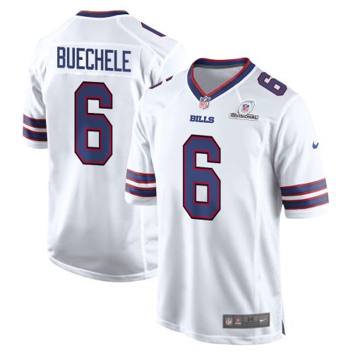 Shane Buechele 6 Buffalo Bills 2024 Divisional Patch Game Men Jersey - White