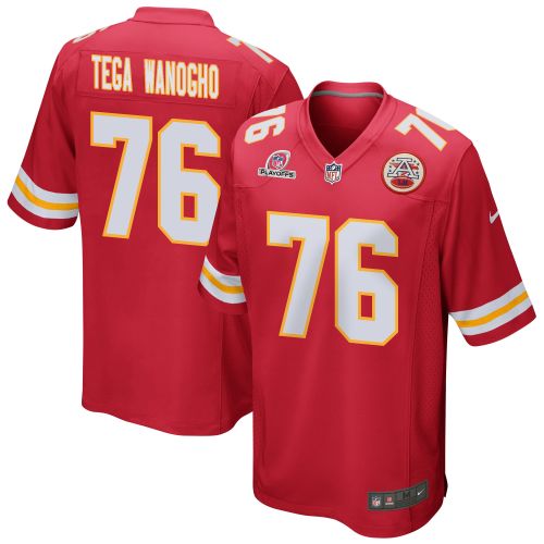 Prince Tega Wanogho 76 Kansas City Chiefs 2023 Playoffs Patch Game Men Jersey - Red