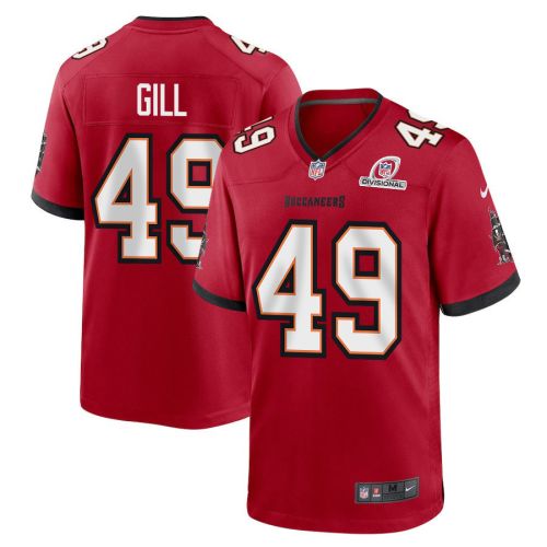 Cam Gill 49 Tampa Bay Buccaneers 2024 Divisional Patch Game Men Jersey - Red