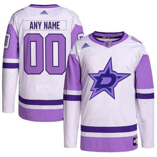 Dallas Stars Hockey Fights Cancer Primegreen Custom Men Jersey - White/Purple