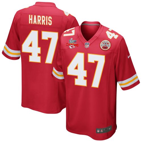 Darius Harris 47 Kansas City Chiefs Super Bowl LVII Champions 3 Stars Men Game Jersey - Red