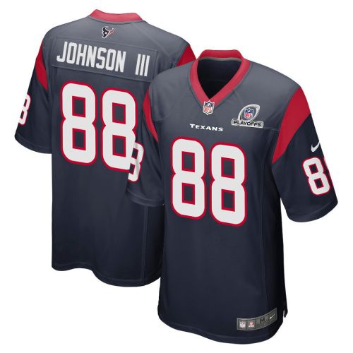 Johnny Johnson III 88 Houston Texans 2023 Playoffs Patch Game Men Jersey - Navy