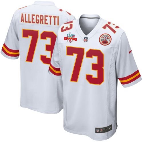 Nick Allegretti 73 Kansas City Chiefs Super Bowl LVII Champions 3 Stars Men Game Jersey - White