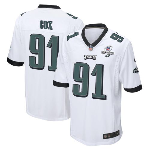 Fletcher Cox 91 Philadelphia Eagles 2023 Playoffs Patch Game Men Jersey - White